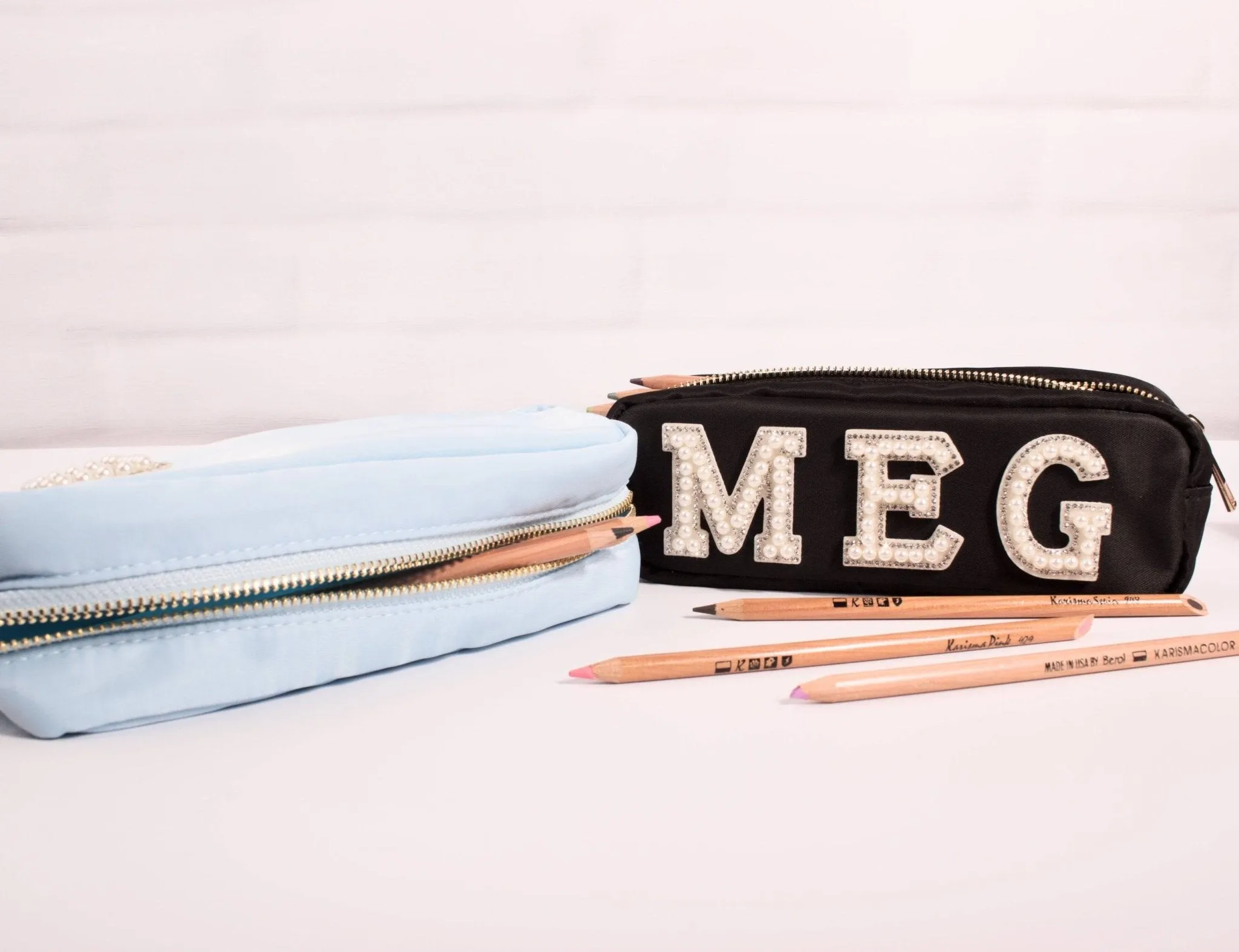 Personalised Pencil Case with Glitter or Pearl Letters