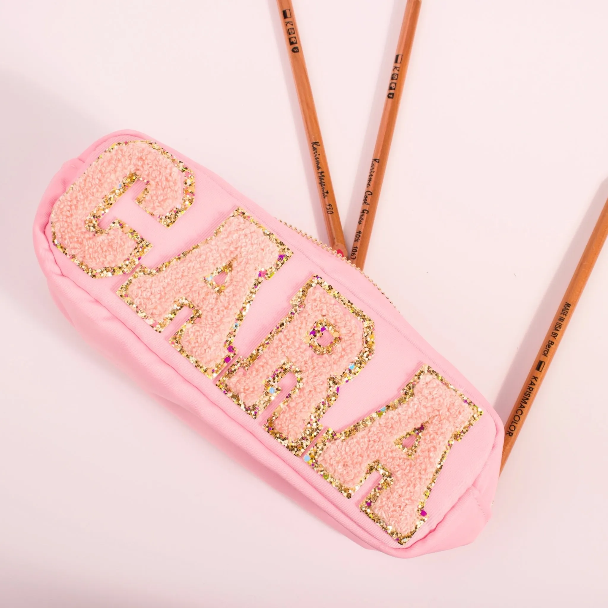 Personalised Pencil Case with Glitter or Pearl Letters