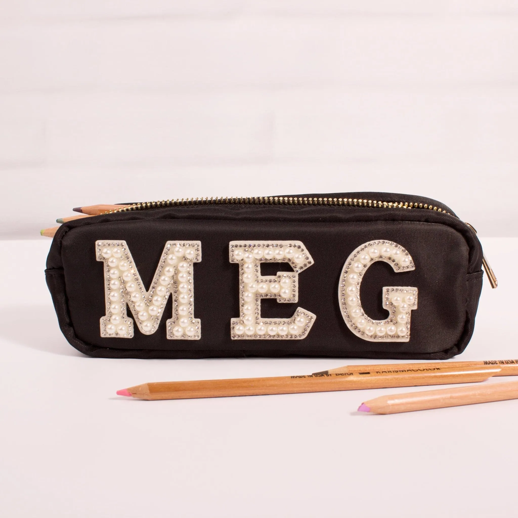 Personalised Pencil Case with Glitter or Pearl Letters