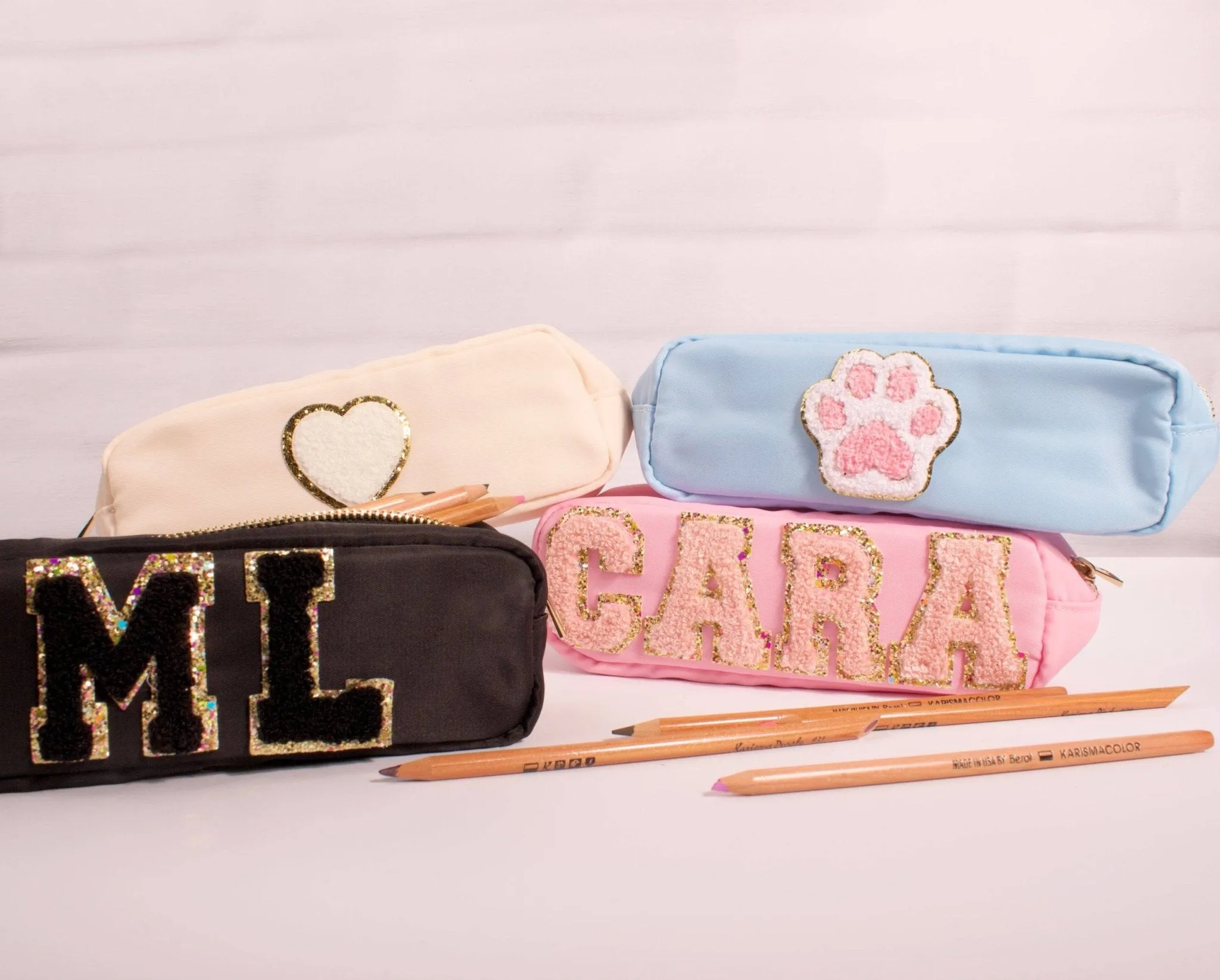 Personalised Pencil Case with Glitter or Pearl Letters