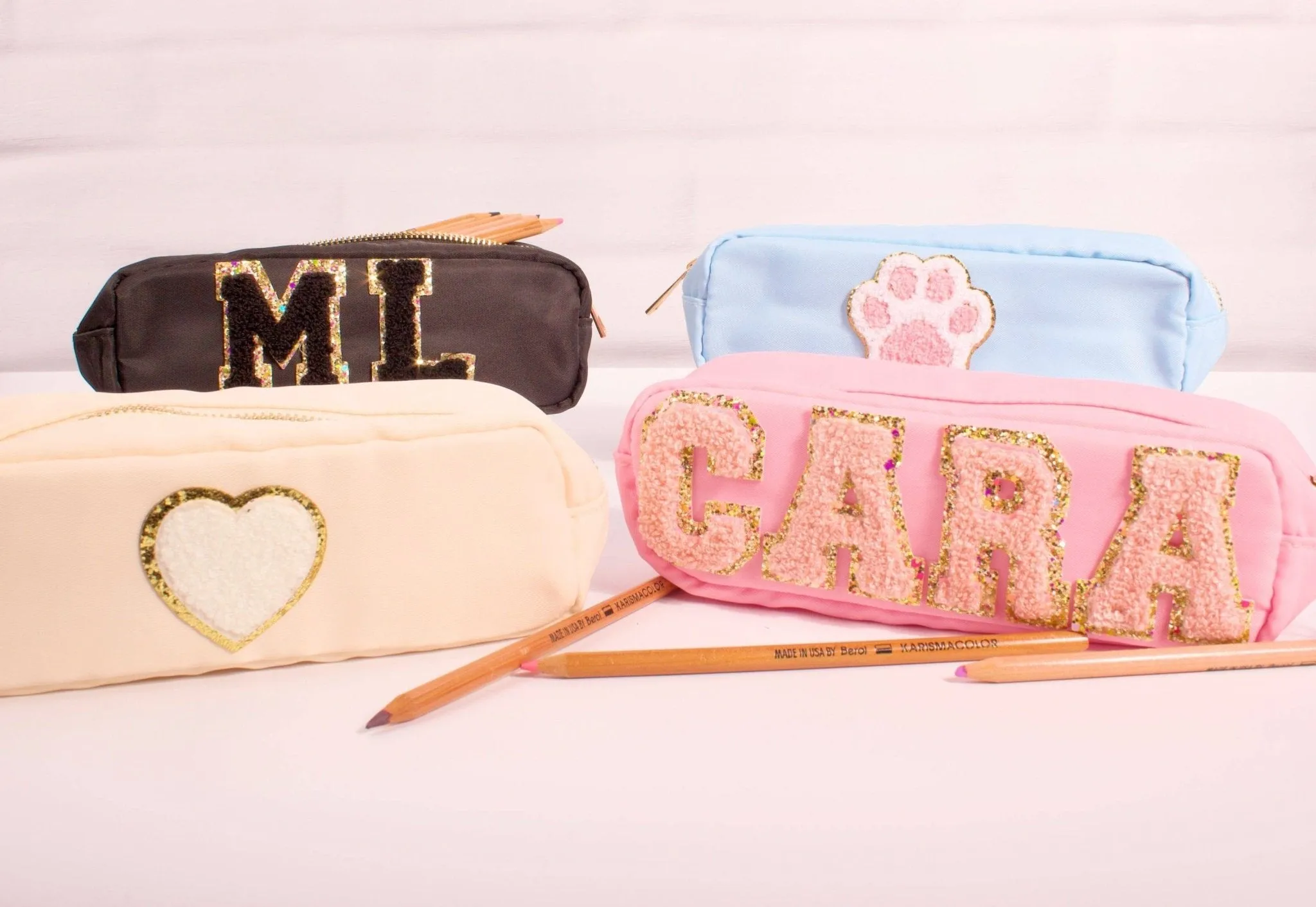 Personalised Pencil Case with Glitter or Pearl Letters