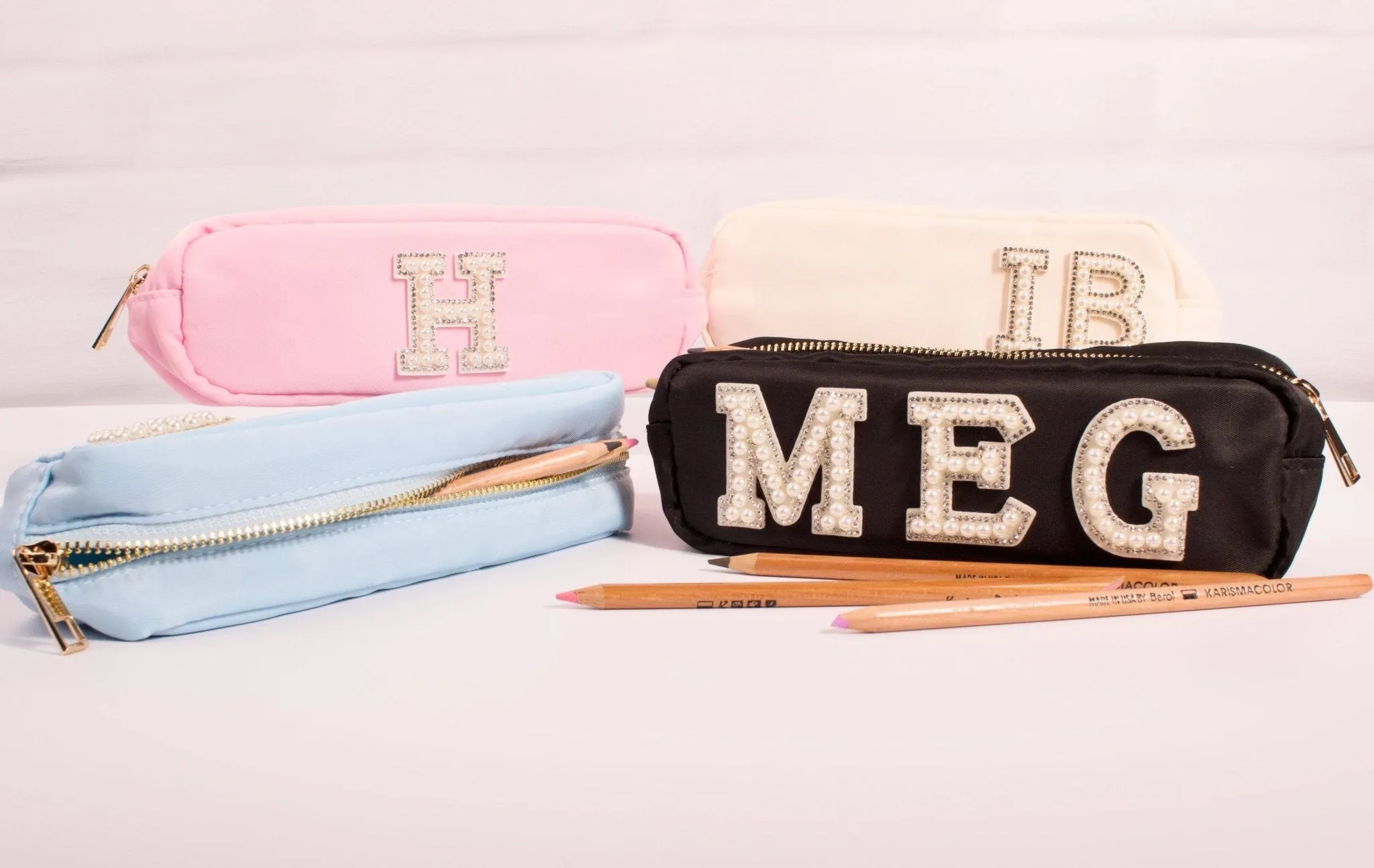 Personalised Pencil Case with Glitter or Pearl Letters