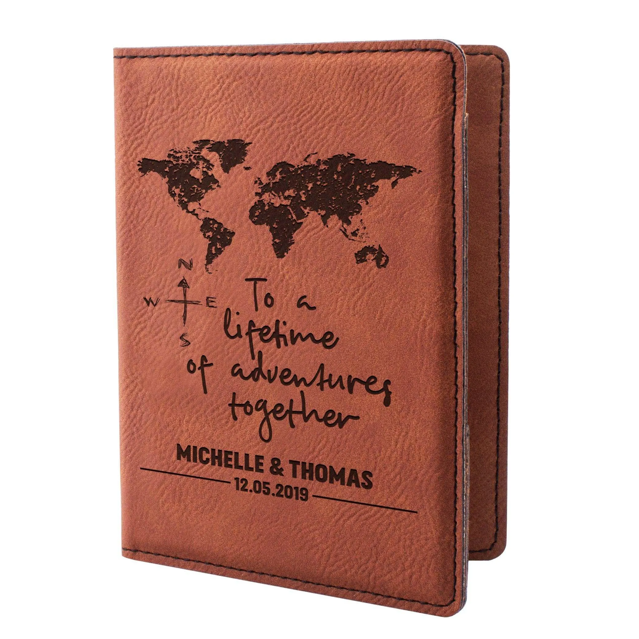 Personalized Passport Holder - Custom Leather Passsport - Gift for Couple