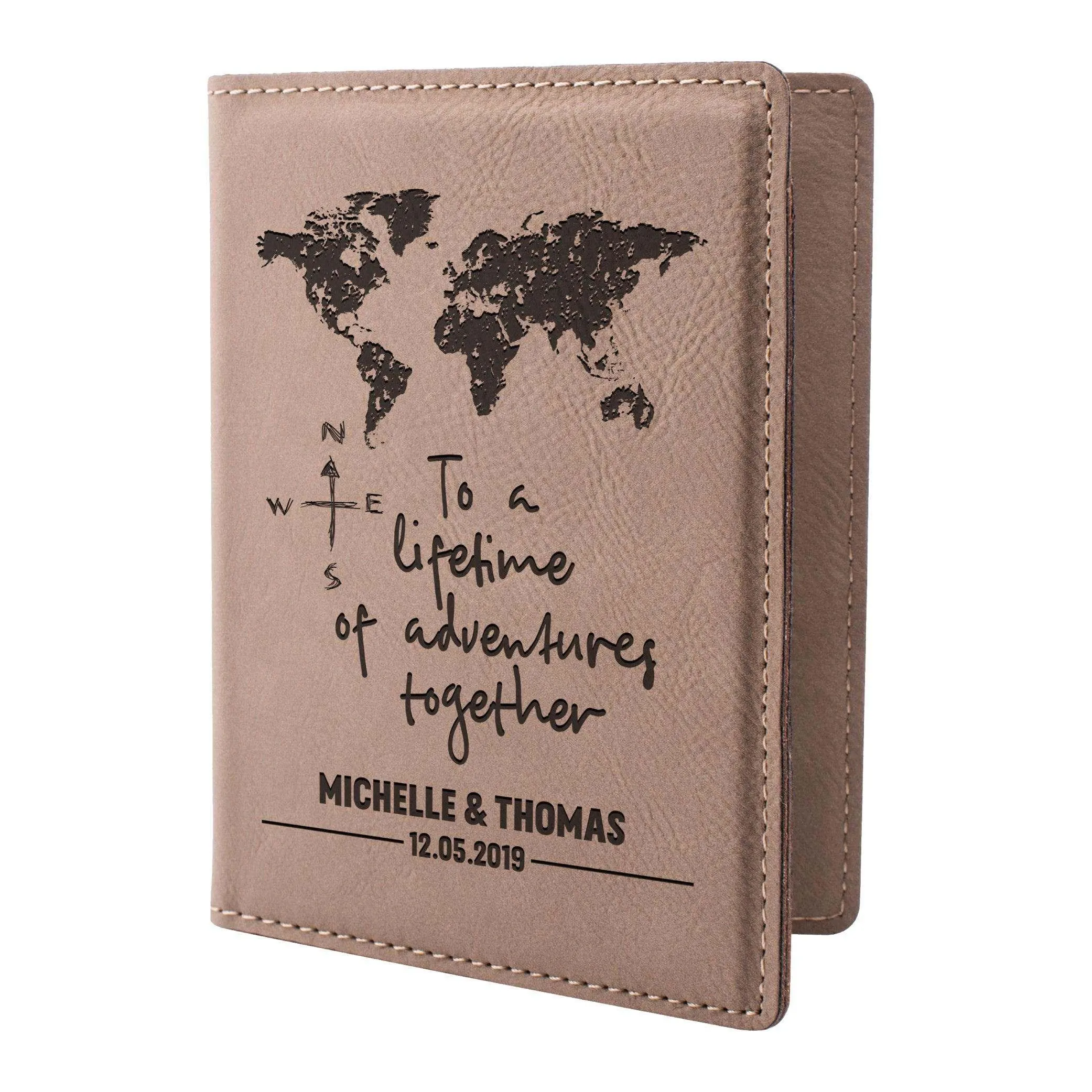 Personalized Passport Holder - Custom Leather Passsport - Gift for Couple