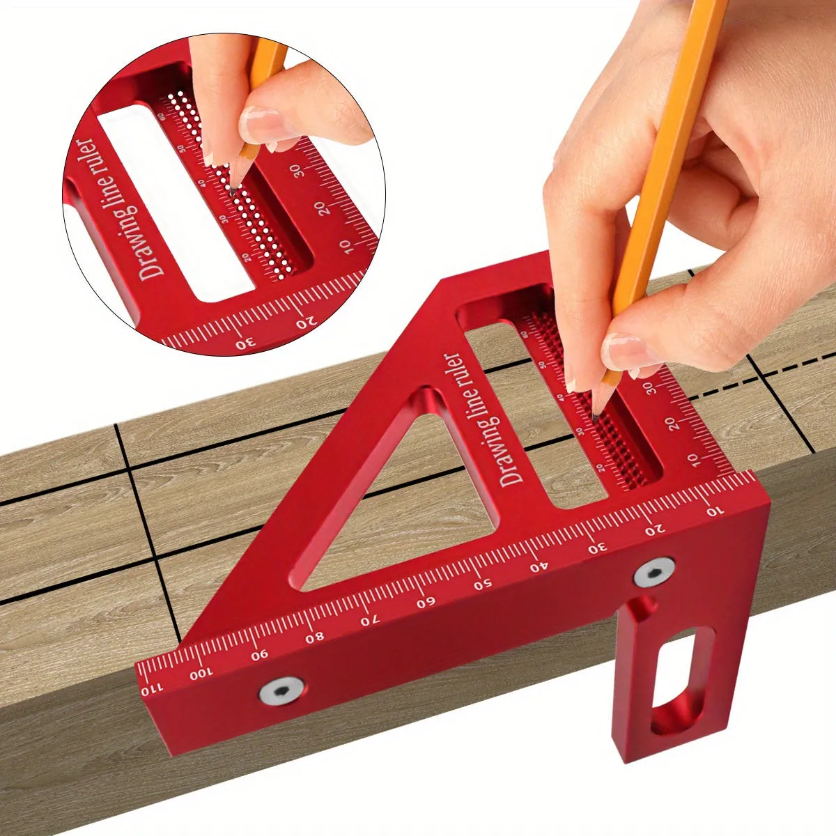 Premium Precision Miter Triangle Ruler with Angle Layout for Woodworking