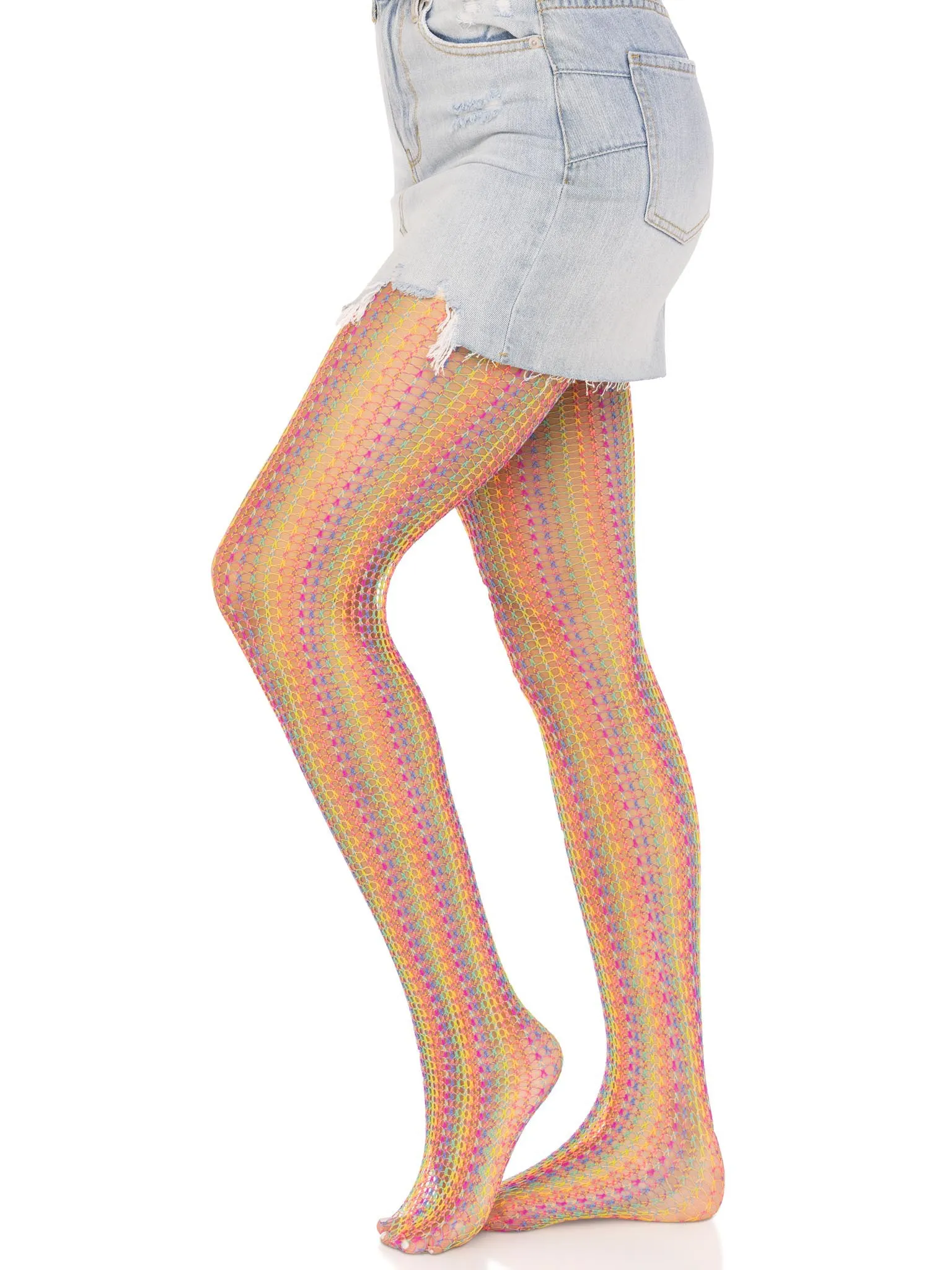 Rainbow Crochet Net Tights