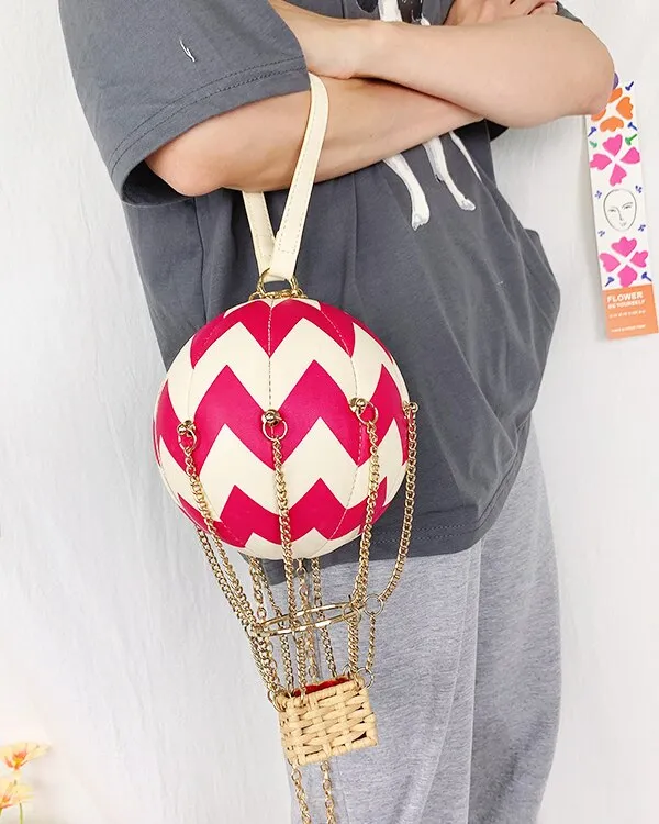 Red Hot Air Balloon Shape Handbag Party Clutch Bag for Women