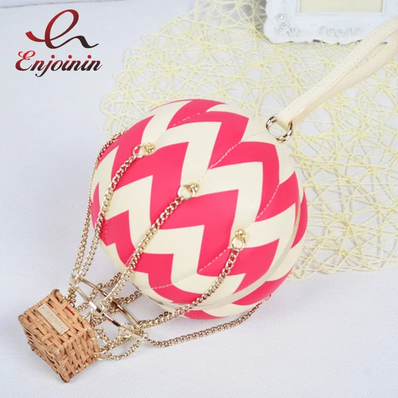 Red Hot Air Balloon Shape Handbag Party Clutch Bag for Women