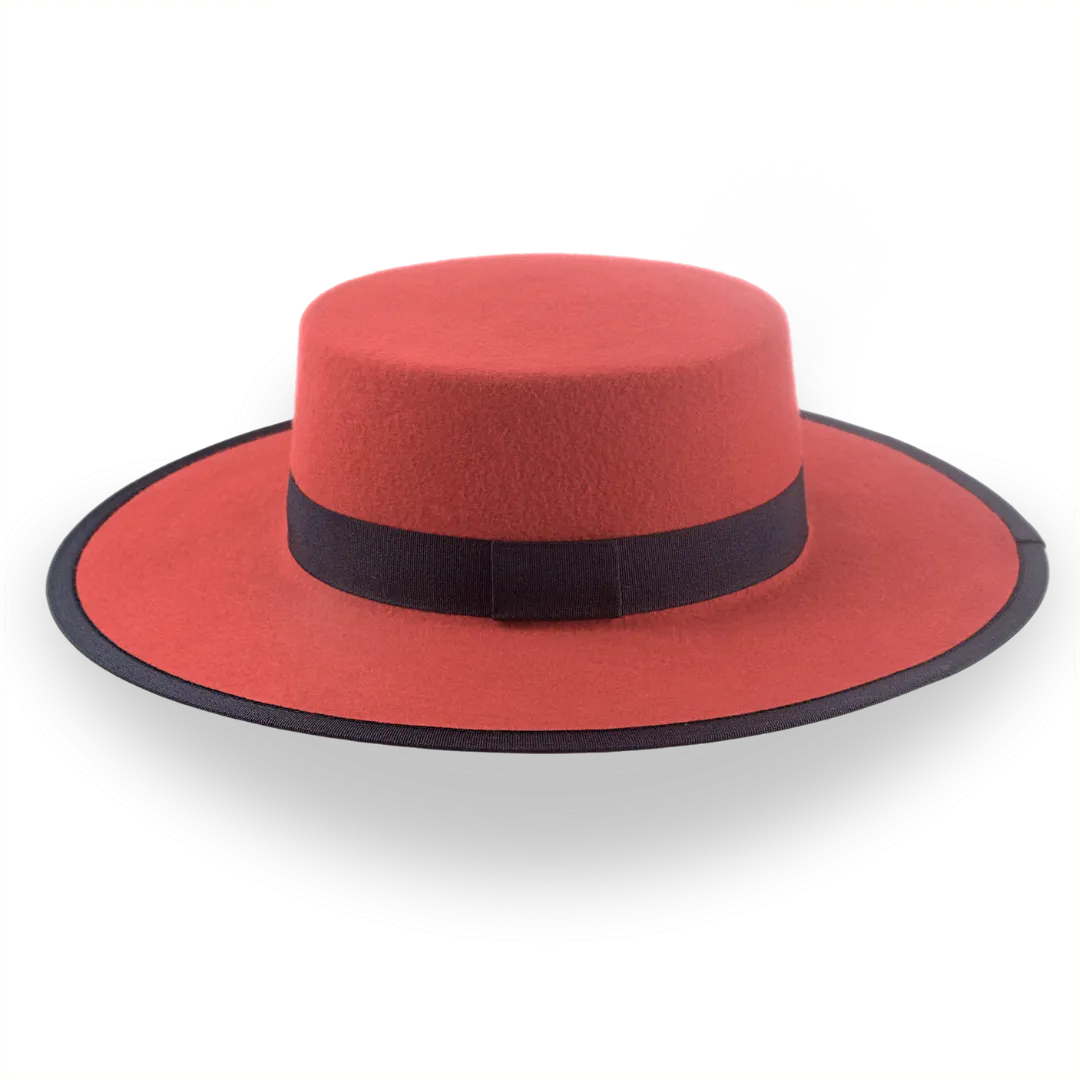 Red Western Hat with Flat Top in Premium Wool Felt | The Bolero