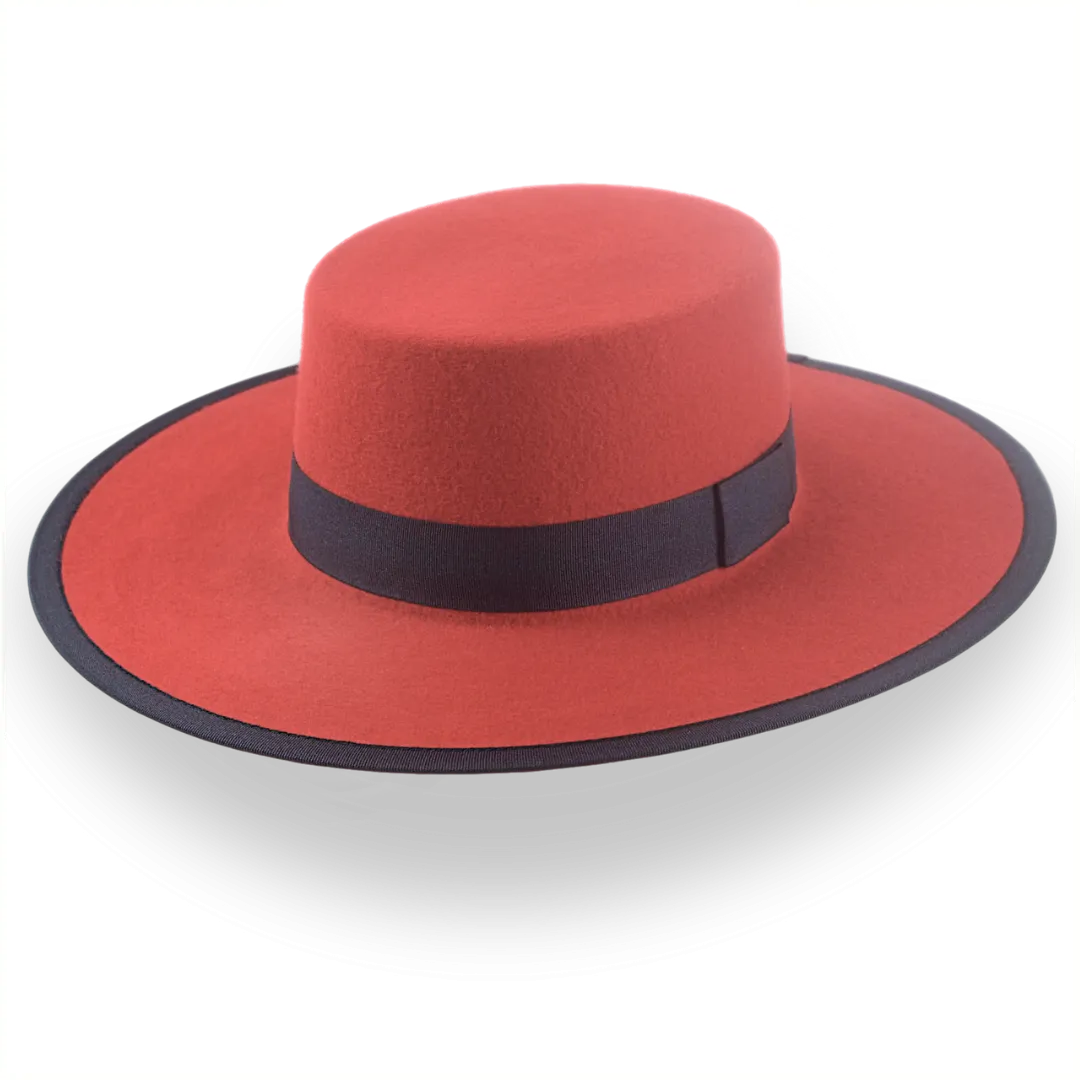 Red Western Hat with Flat Top in Premium Wool Felt | The Bolero