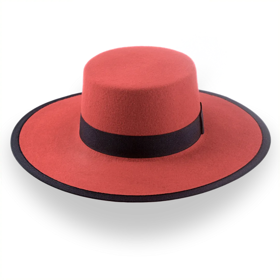 Red Western Hat with Flat Top in Premium Wool Felt | The Bolero