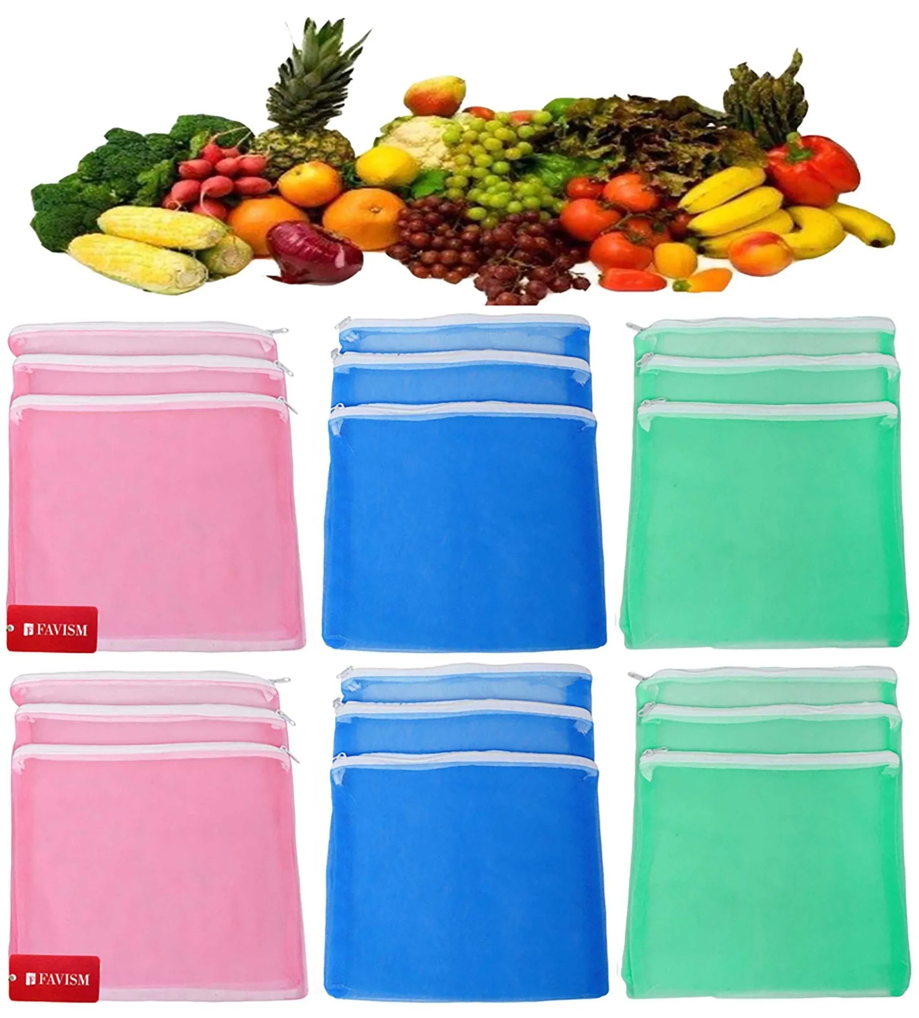 Reusable fruits bags | vegetables grocery bags pack of 18 pcs.