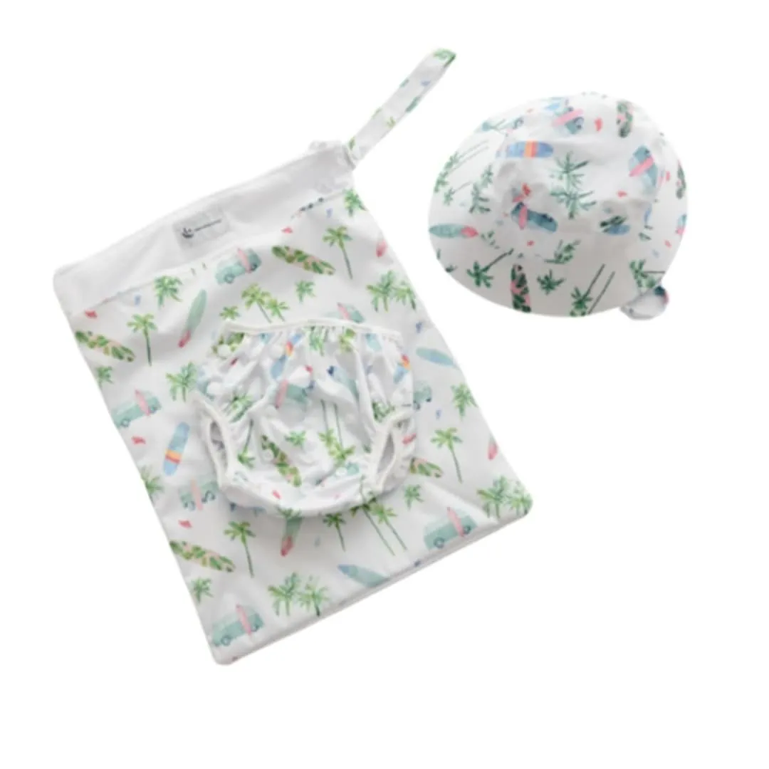 Reusable Swim Nappy & Hat Set - Chasing Waves