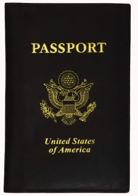 RFID Blocking USA Gold Logo Leather Passport Cover Holder RFID 151USA (C)