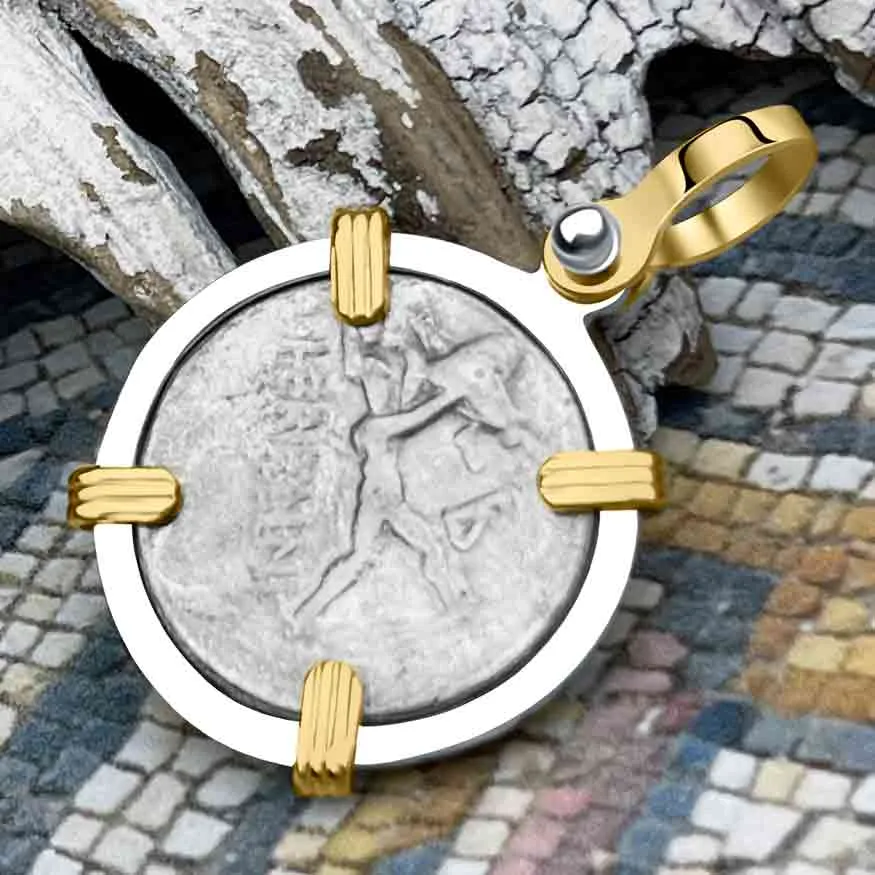 Roman Republic Silver Denarius 108 BC Pietas 14K Gold $ Sterling Silver Pendant | Artifact #8783