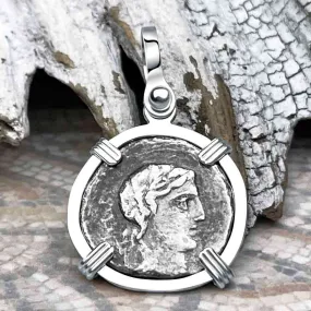 Roman Republic Silver Denarius 90 BC Apollo and Minerva Sterling Silver Pendant | Artifact #8700