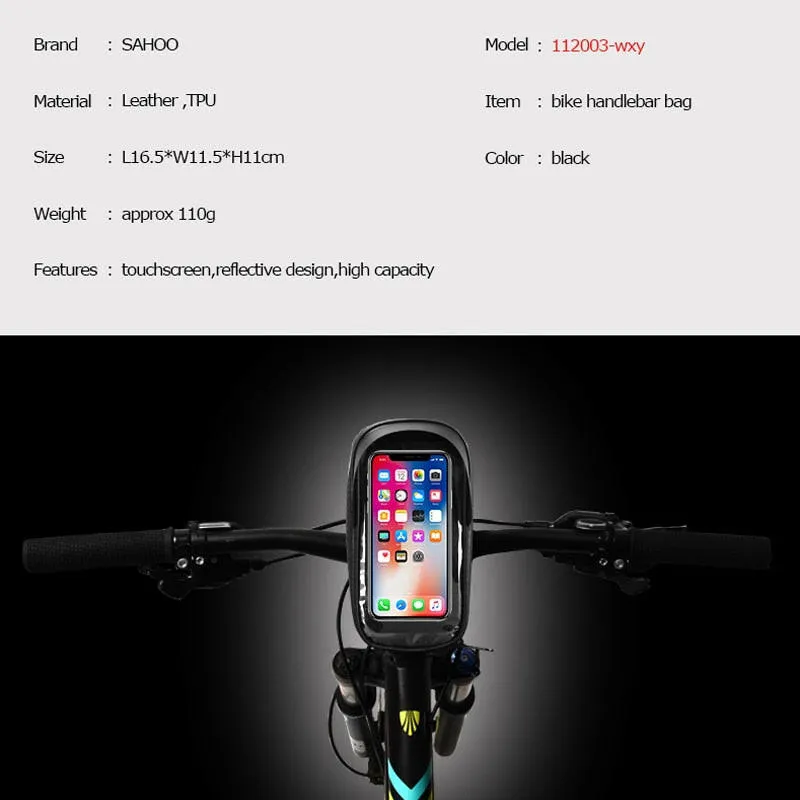 Roswheel Sahoo 112003 Cycling Bicycle Bike Head Tube Handlebar Cell Mobile Phone Bag Case Holder Case Pannier For 6.5in Phone