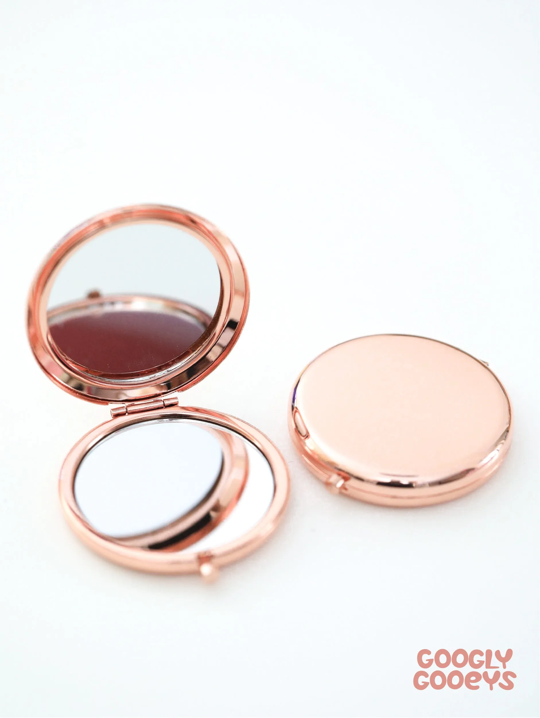 Round Foldable Metal Compact Mirror