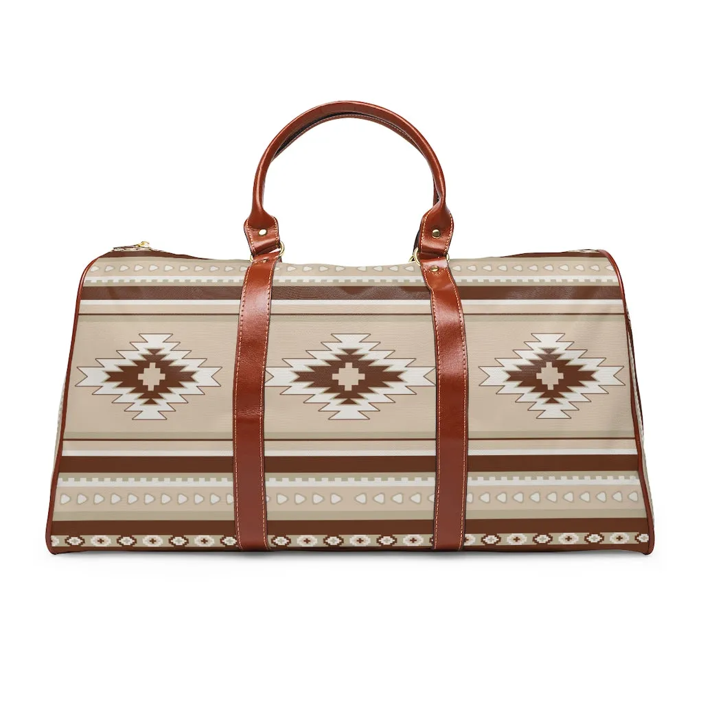 Southwestern Duffle Bag Desert Sahara Print Waterproof Faux Leather Gold Zipper Boho Bags & Purses