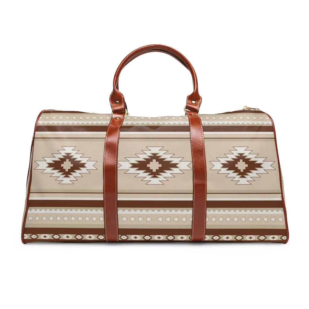 Southwestern Duffle Bag Desert Sahara Print Waterproof Faux Leather Gold Zipper Boho Bags & Purses