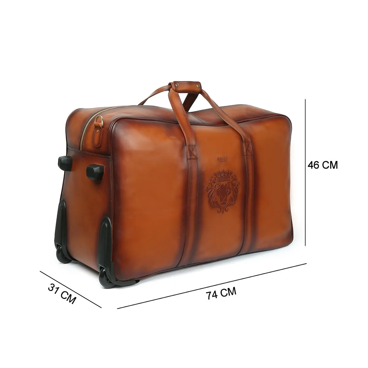 Tan Leather Roll Along Trolley Duffle Bag by Brune & Bareskin