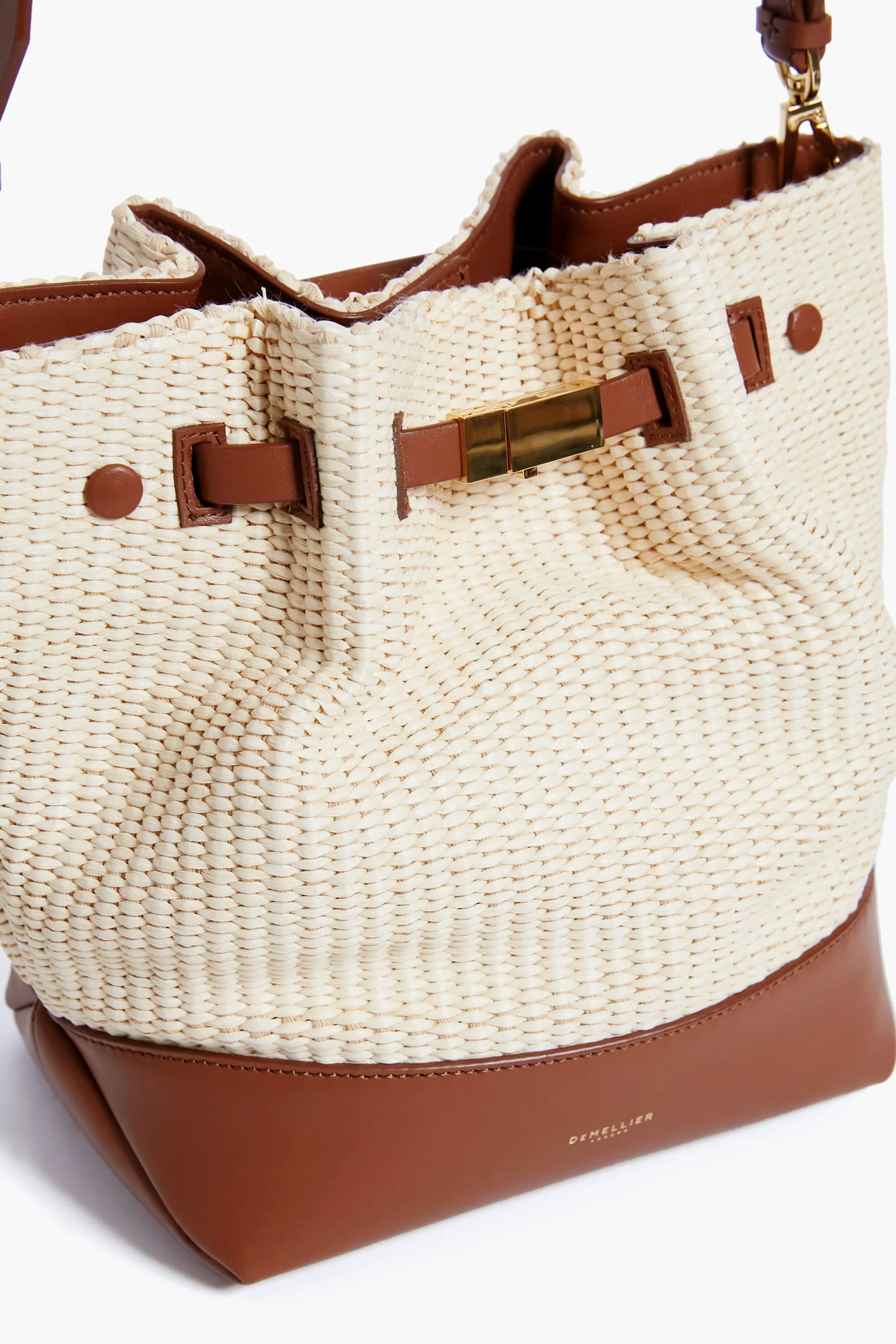 Tan Natural Raffia New York Bucket Bag