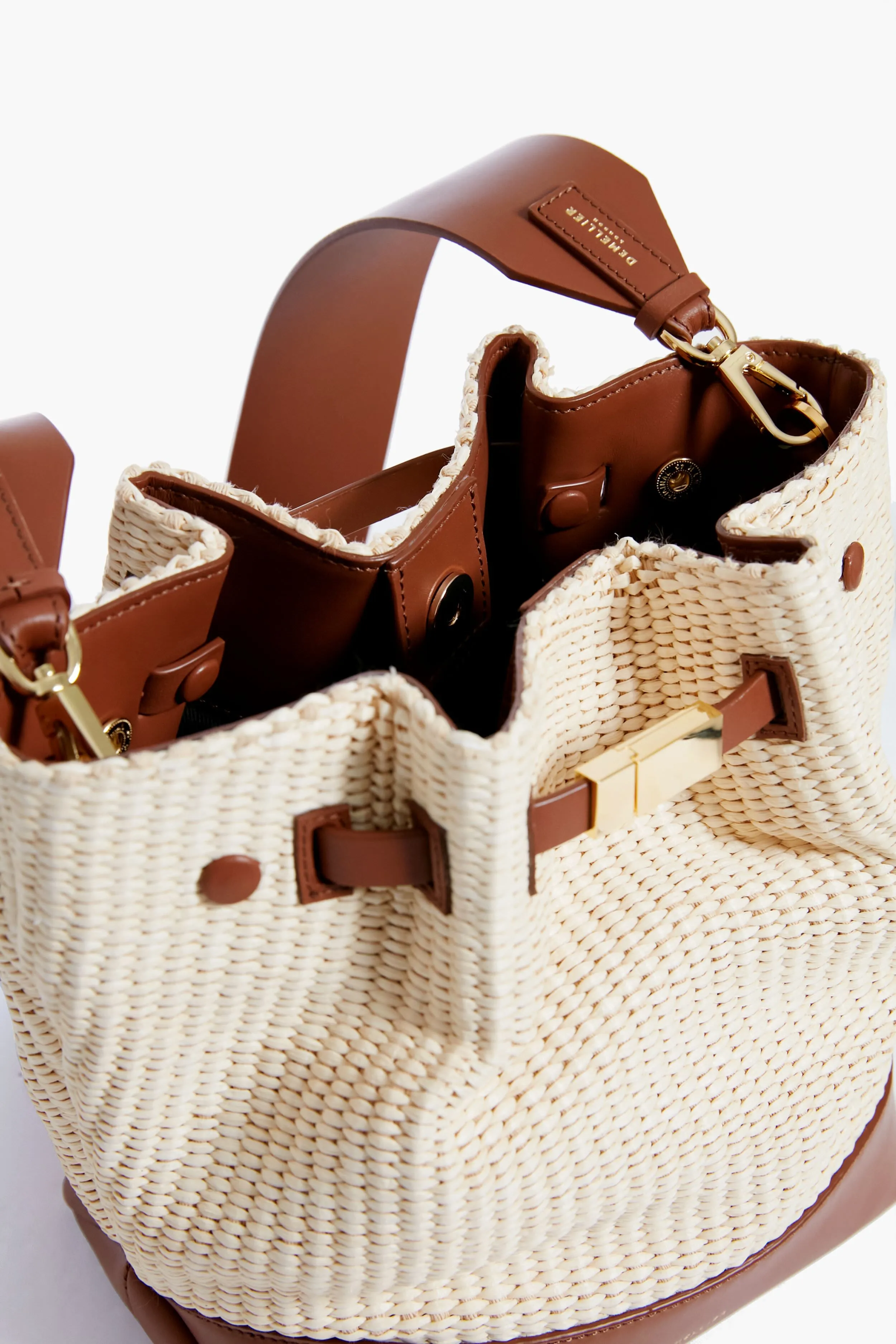 Tan Natural Raffia New York Bucket Bag