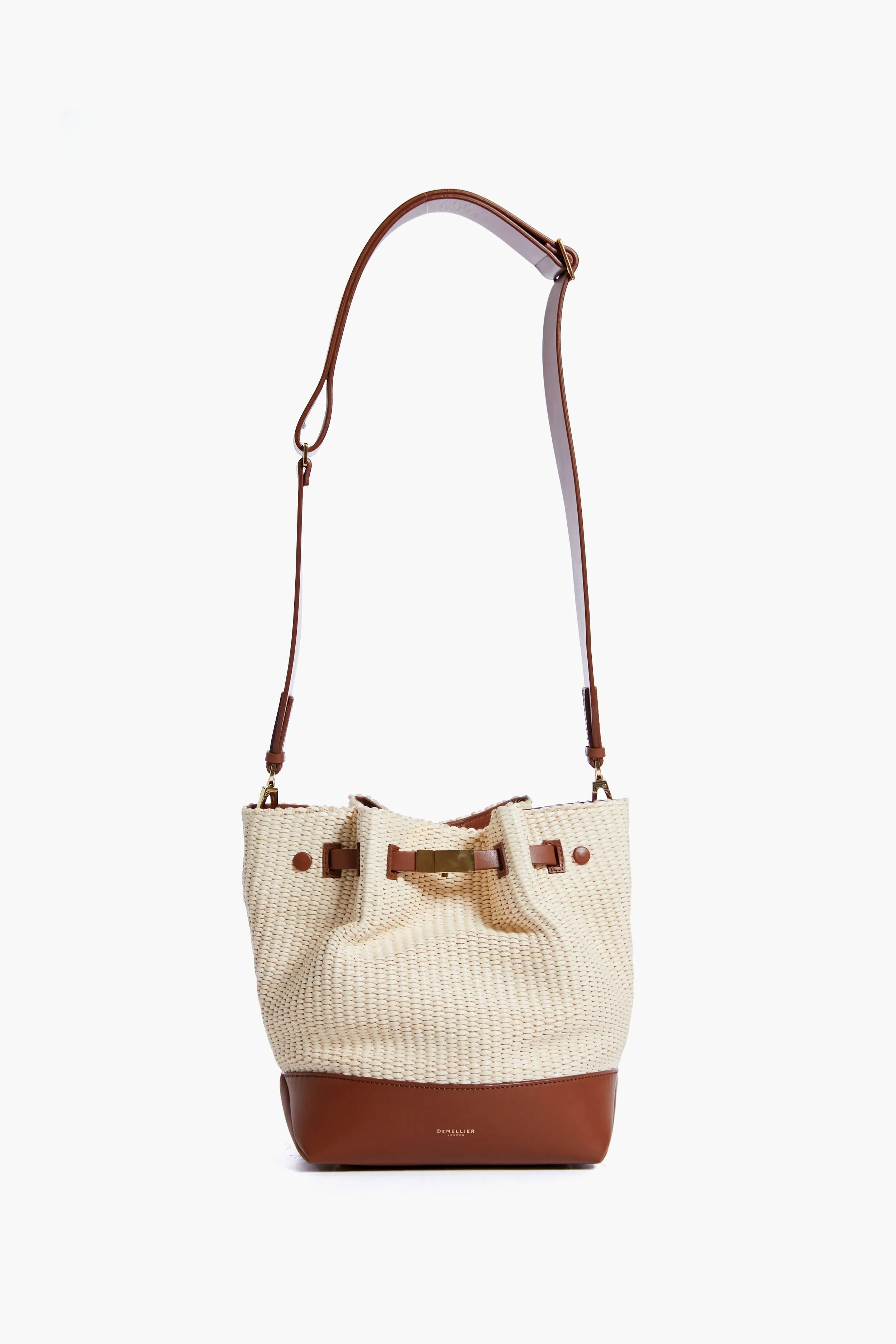 Tan Natural Raffia New York Bucket Bag