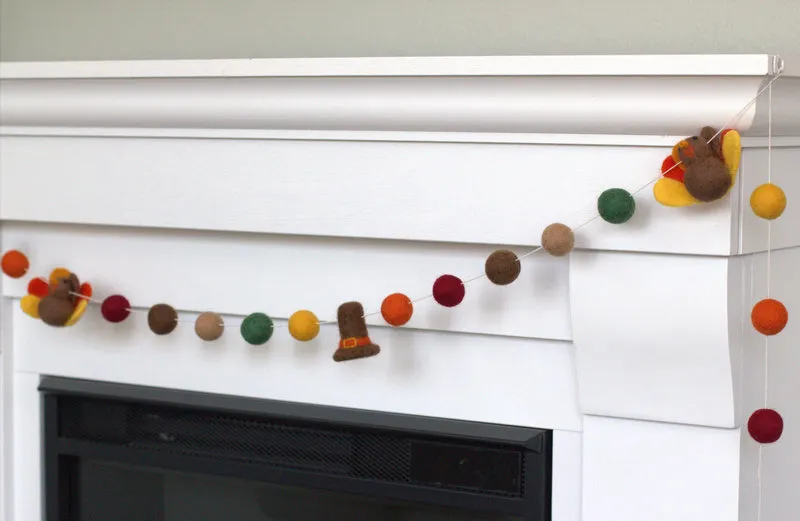 Thanksgiving Turkey & Pilgrim Hat Garland- Fall Colors