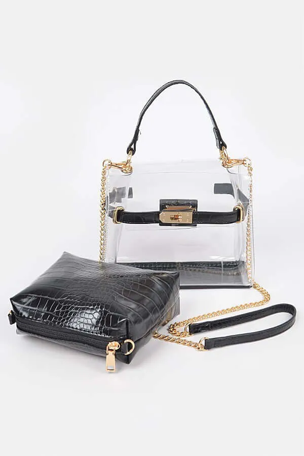 The Clear Faux Croc Purse