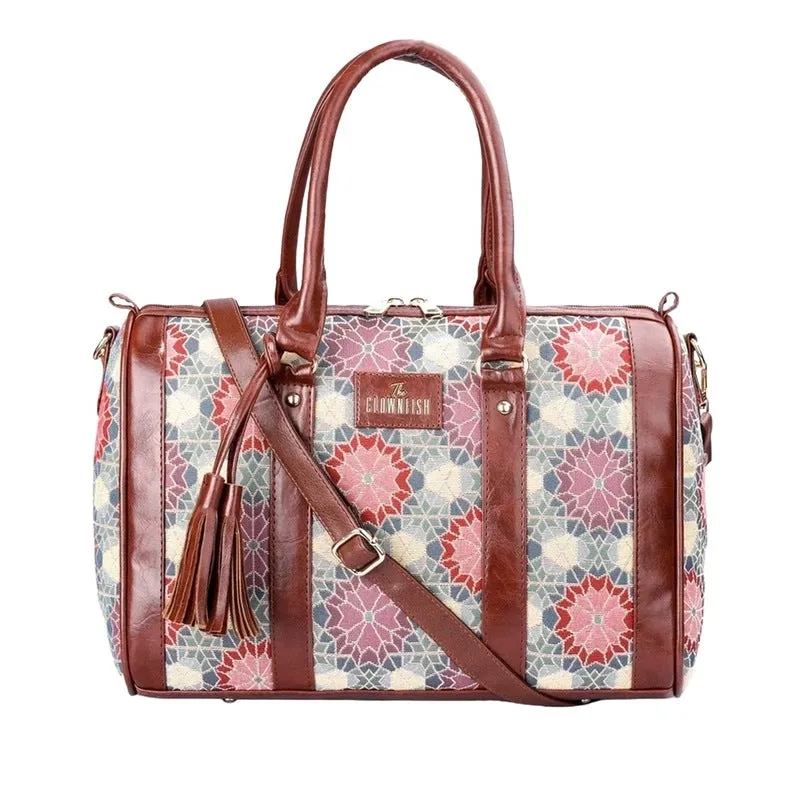 THE CLOWNFISH Lorna Tapestry Fabric & Faux Leather Handbag Sling Bag for Women Office Bag Ladies Shoulder Bag Tote For Women College Girls (Multicolour-Floral)