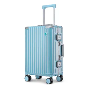 THE CLOWNFISH Stark Series Luggage Polycarbonate Hard Case Suitcase Eight Wheel Trolley Bag with Double TSA Locks- Sky Blue (Small Size, 57 cm-22 inch)