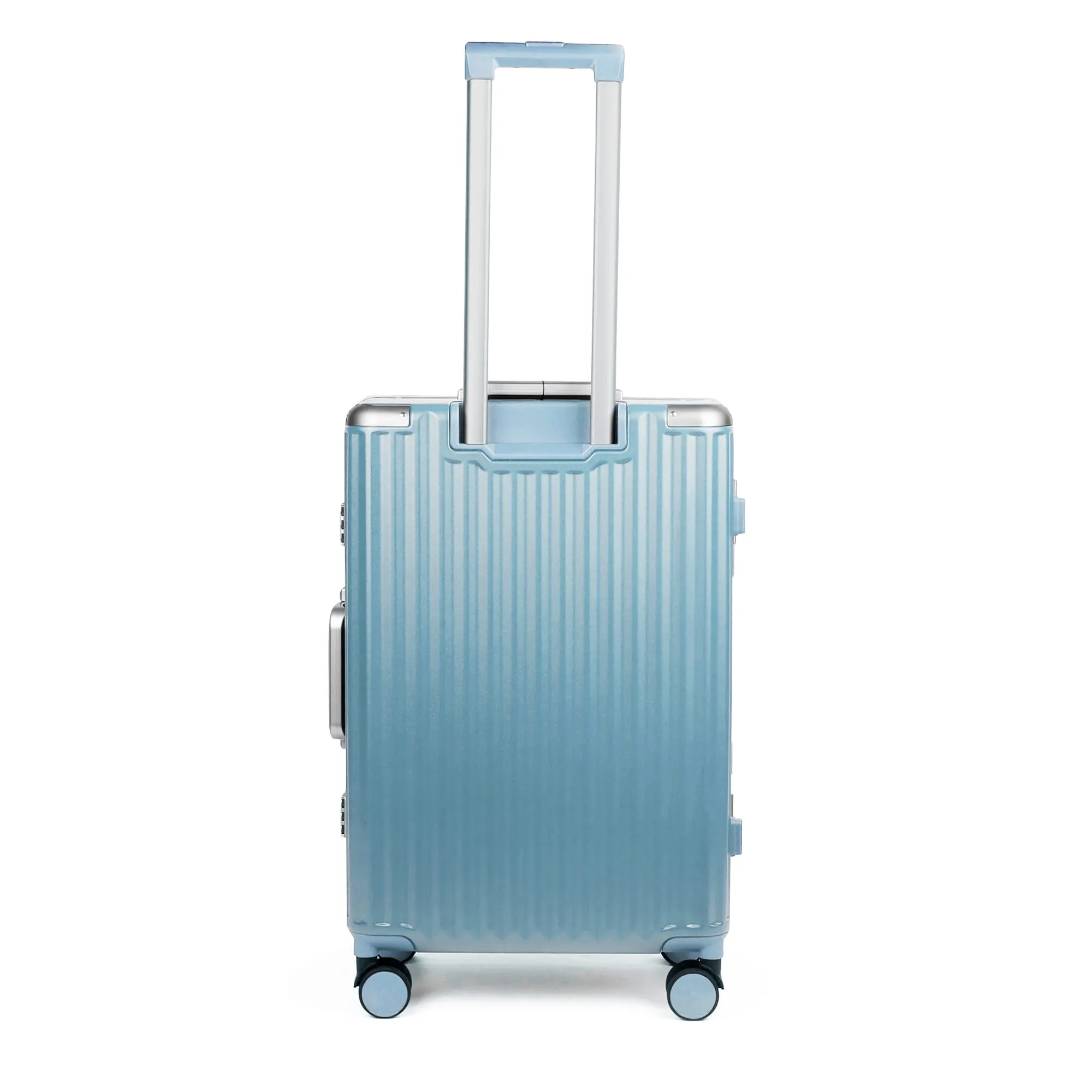 THE CLOWNFISH Stark Series Luggage Polycarbonate Hard Case Suitcase Eight Wheel Trolley Bag with Double TSA Locks- Sky Blue (Small Size, 57 cm-22 inch)