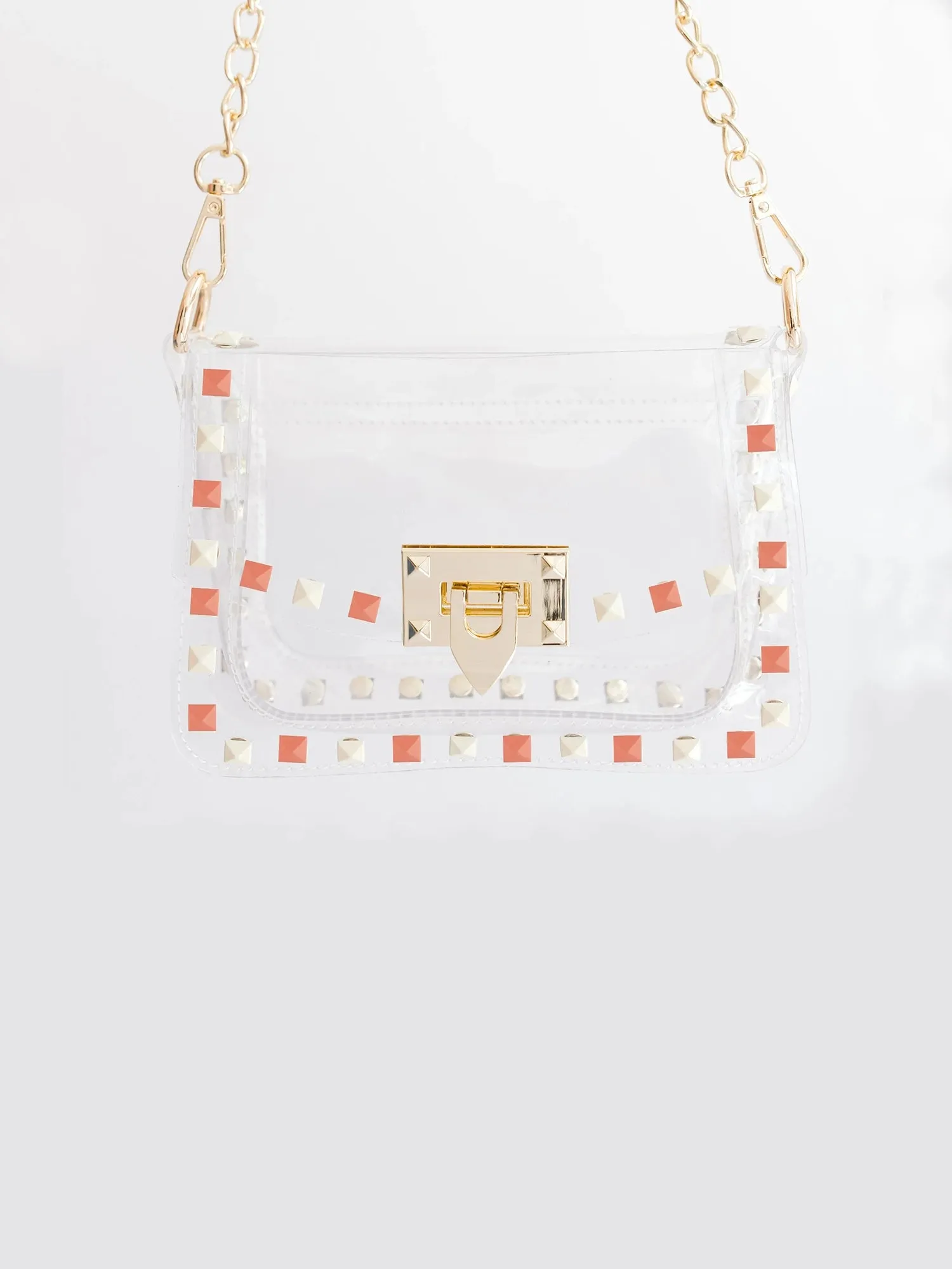 The Jackie Clear Handbag: Orange & White