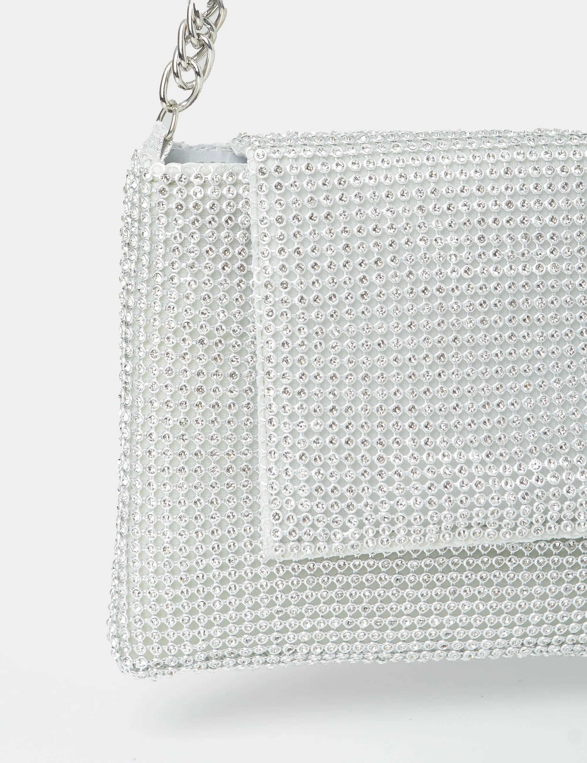 The Sianna Silver Diamante Chain Strap Detail Shoulder Bag