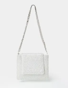 The Sianna Silver Diamante Chain Strap Detail Shoulder Bag