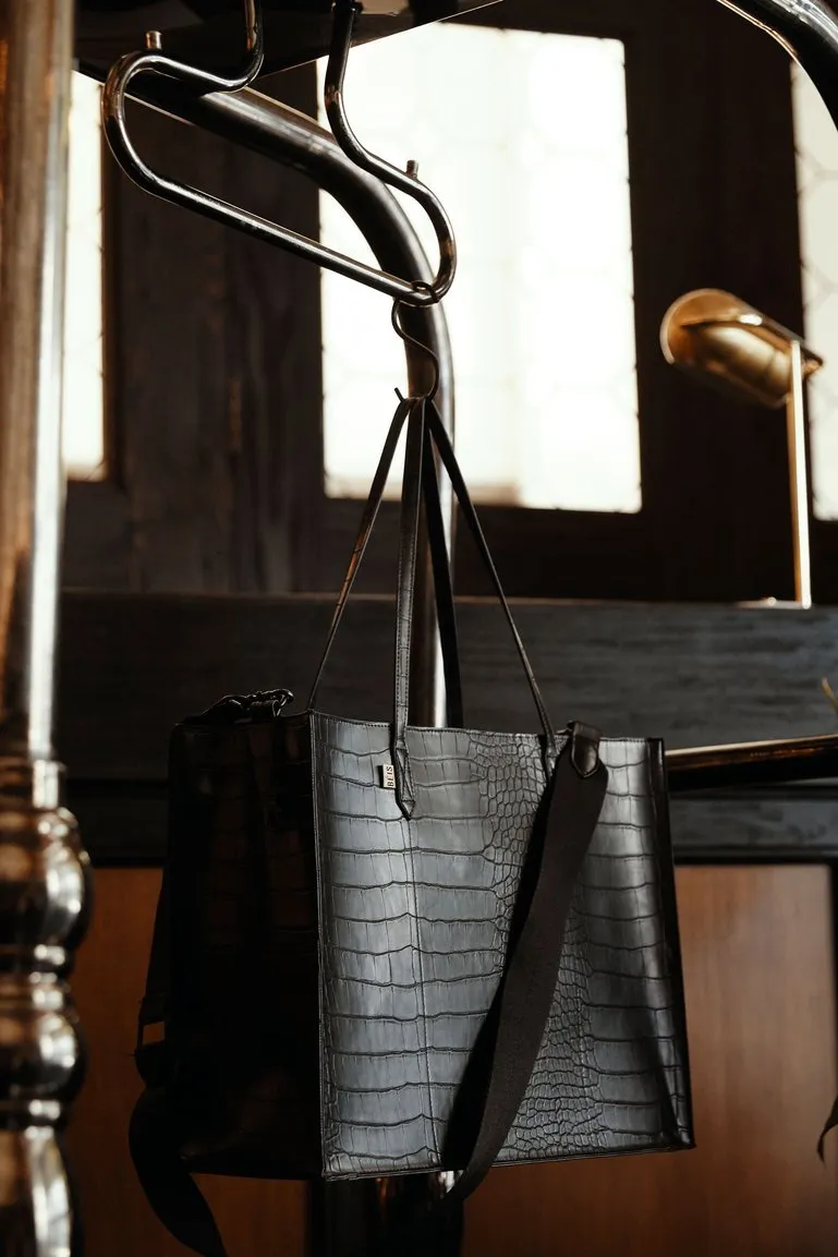 The Work Tote in Black Croc