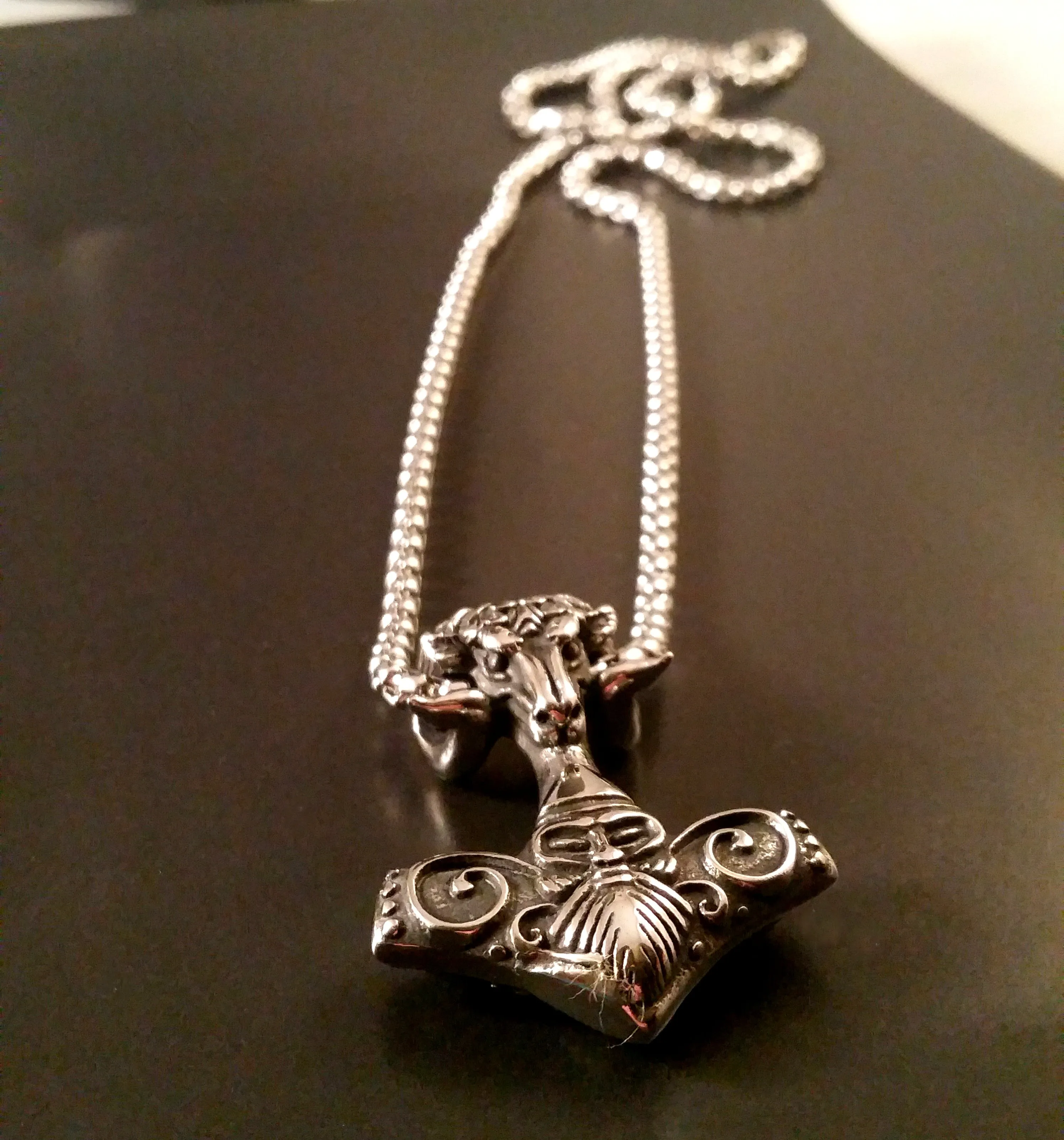 Thor's Hammer Necklace Silver Ram Norse Viking Style