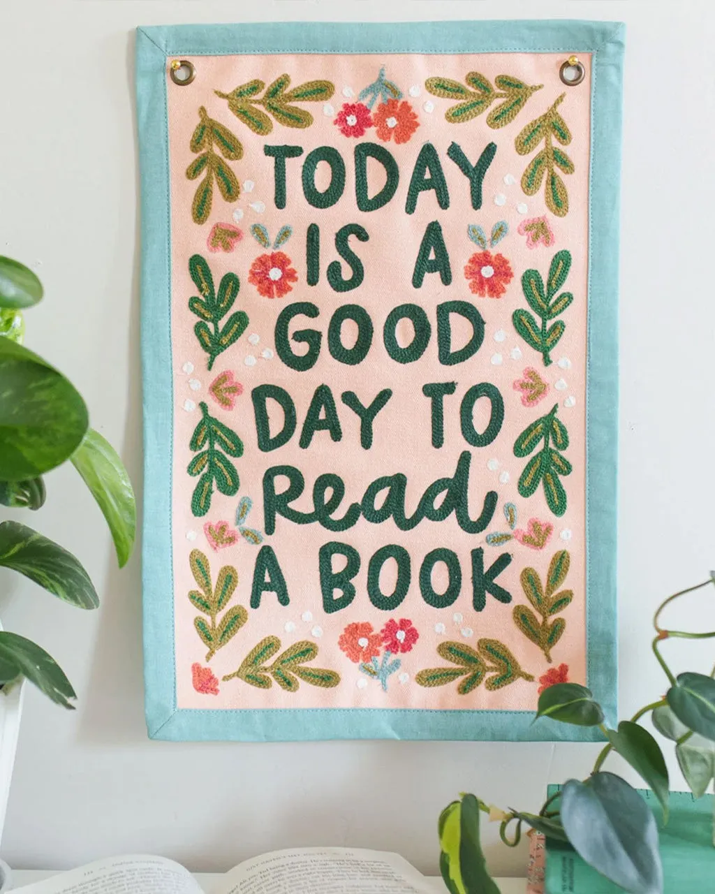 Today Is A Good Day To Read A Book Embroidered Canvas Banner