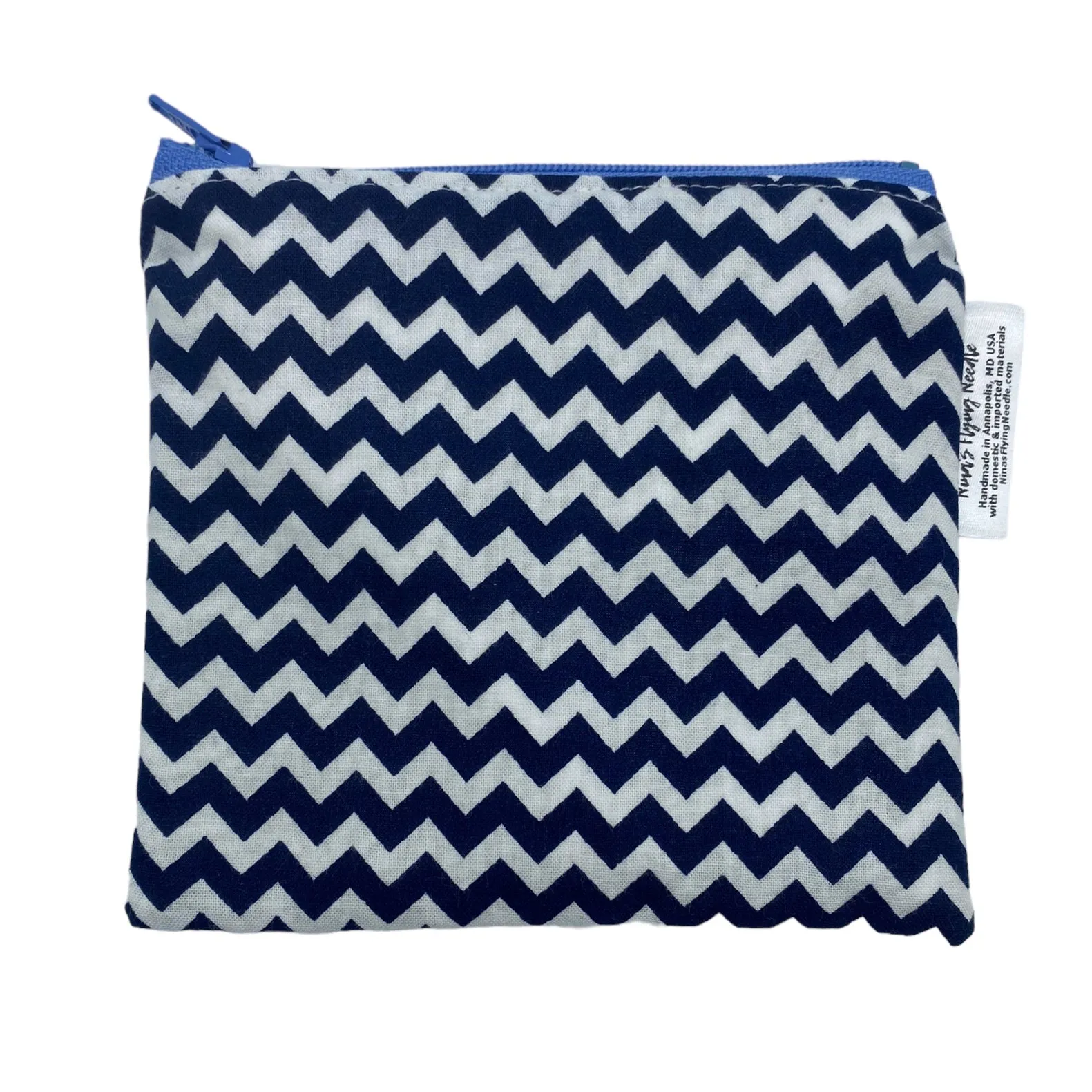 Toddler Sized Reusable Zippered Bag Chevron Navy