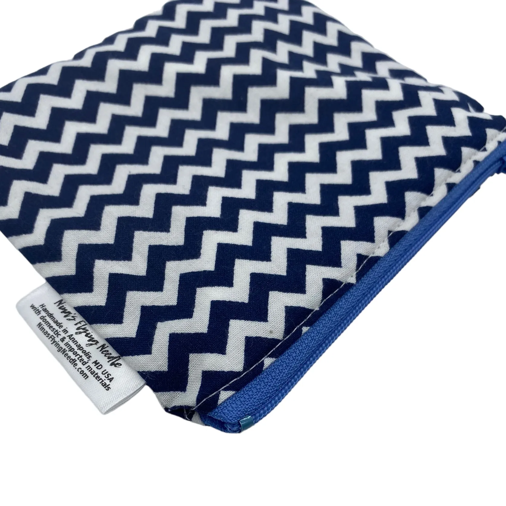 Toddler Sized Reusable Zippered Bag Chevron Navy