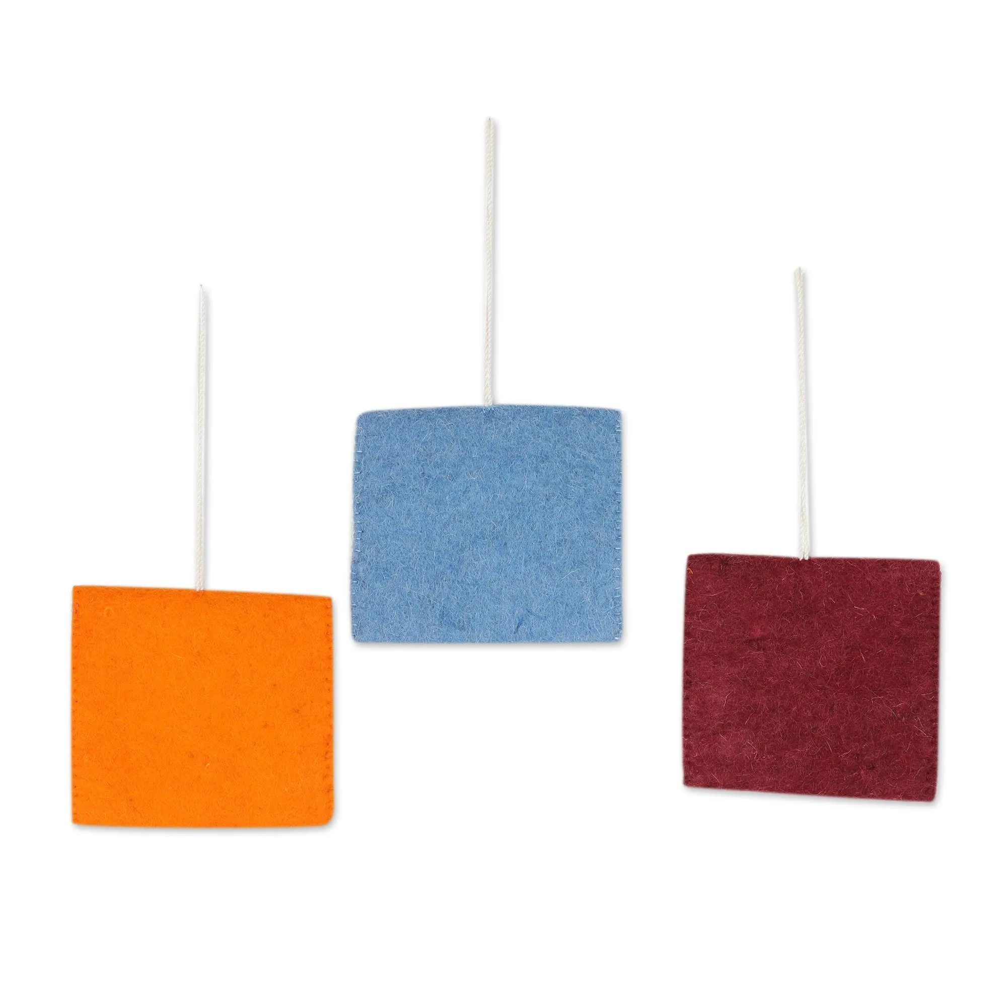 Unique Wool Felt Ornaments - Set of 3 - Sent With Love