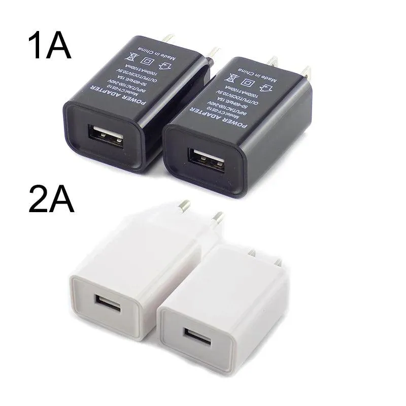 Universal Travel USB Charger Adapter - 5V 1A/2A/3A Power Supply for EU/US/AU Plugs - Compact Wall and Desktop Charging Solution in Black and White