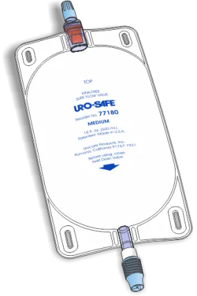 Urocare 77180 Uro-Safe Disposable Clear/White Vinyl Urinary Leg Bag Medium, 18 Fl.oz. Capacity, Transparent Front/White-Opaque Back, Twist-Drain Closure