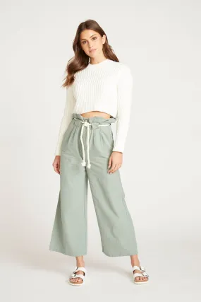 Vicki Paper Bag Waist Pant - Aloe