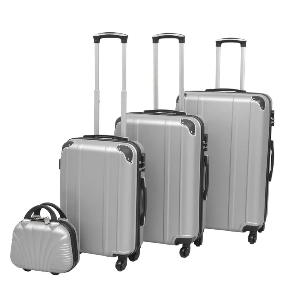 vidaXL Four Piece Hardcase Trolley Set Silver