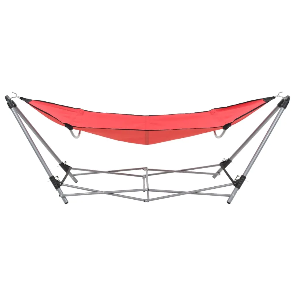 vidaXL Hammock with Foldable Stand Red