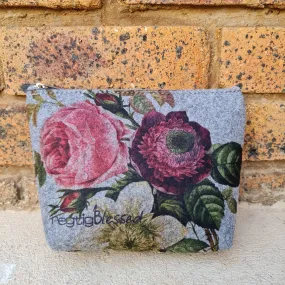 Vintage Florals - Recycled Felt Cosmetic Bag