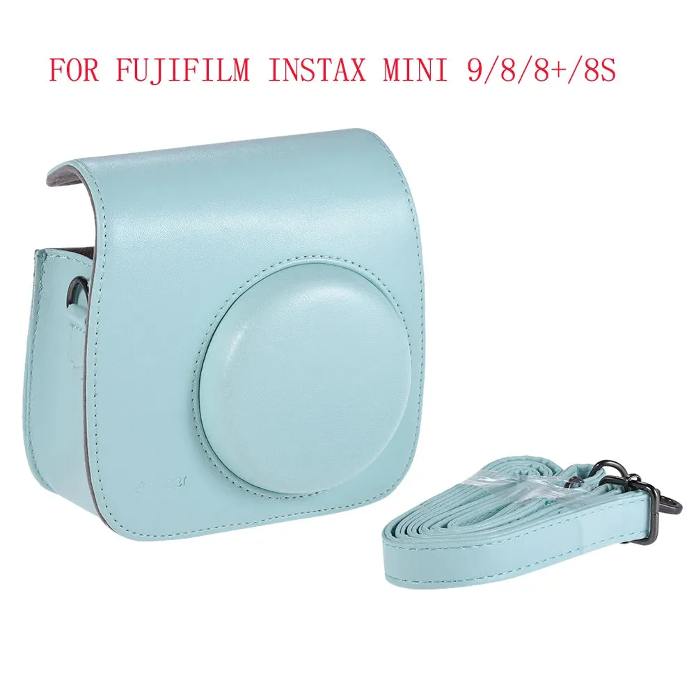 Vintage PU Camera Bag for Fujifilm Instax Mini 90/9/8/8S Instant Film Camera Protective Case Pouch Cover Protector with Strap