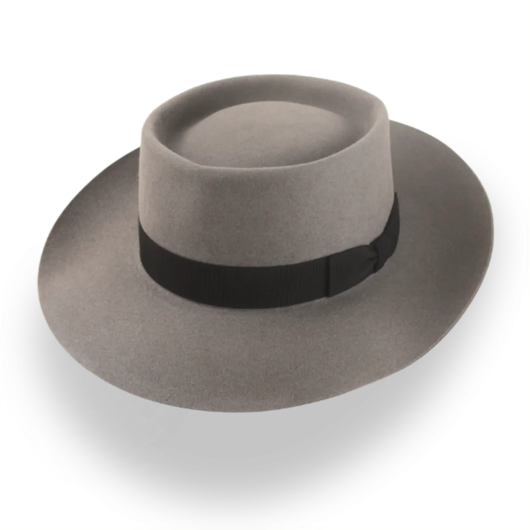 Vintage Style Wide-Brim Porkpie Hat in Premium Beaver Felt | The Oppenheimer